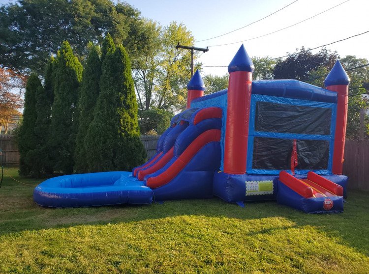 bounce house comb red &blue